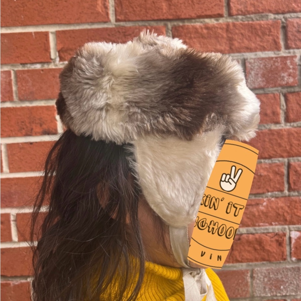 Vintage Kids Faux Fur Russian Ushanka or Aviator Style Hat / Beanie / Toque